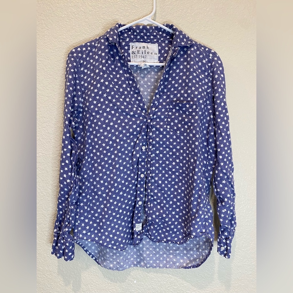 Frank & Eileen Navy Stars Barry Button Up Shirt size XS